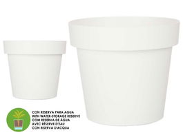 Ibergarden Maceta Plastico Blanca Con Reserva De Agua 30 cm (Set de 6)