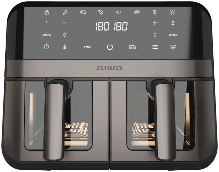 Aiwa Freidora por aire Futago AFR-9000 9L 2400W 8 programas Doble cesta y ventana Acero Aiwa Freidora por aire Futago AFR-9000 9L 2400W 8 programas Doble cesta y ventana Acero