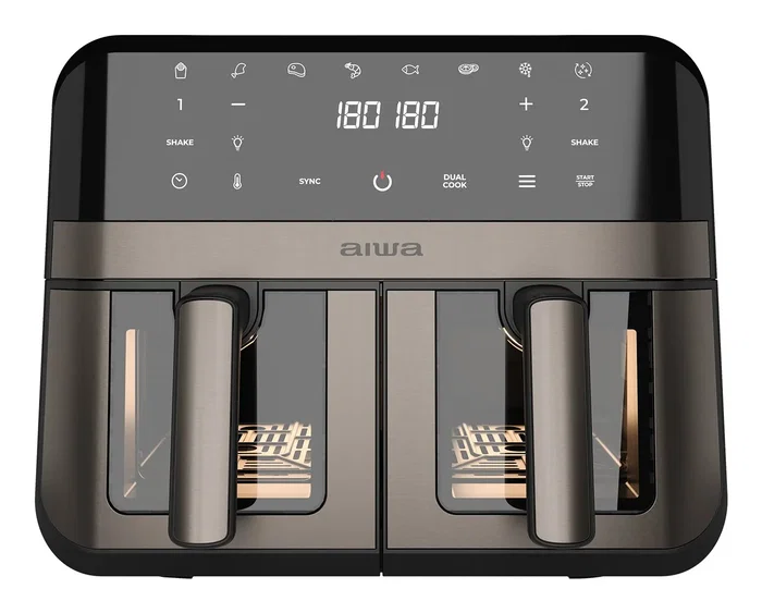 Aiwa AFR-9000 Freidora de aire de 9 L, 2400 W con doble cesta y ventana Aiwa AFR-9000 Freidora de aire de 9 L, 2400 W con doble cesta y ventana