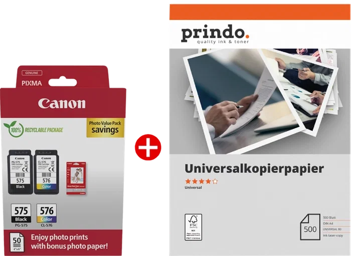 Canon PG-575+CL-576 MCVP con Papel Prindo Universal
