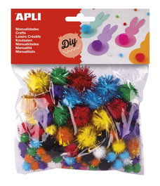 Pom Pom Apli Colores Brillantes Surtidos Bolsa De 78 (Set de 5)