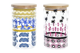 DKD Home Decor Bote de Borosilicato y Bambú Africa Gres 1L
