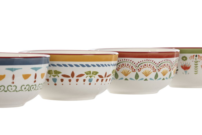 DKD Home Decor Cuencos de Porcelana Mandala Multicolor Surtidos