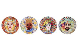 DKD Home Decor Posavasos Sicilia 2024 Multicolor con Acabado Dorado