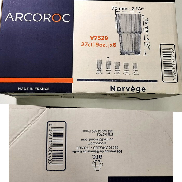 Arcoroc Set de 6 Vasos Altos Noruega de 27 cl