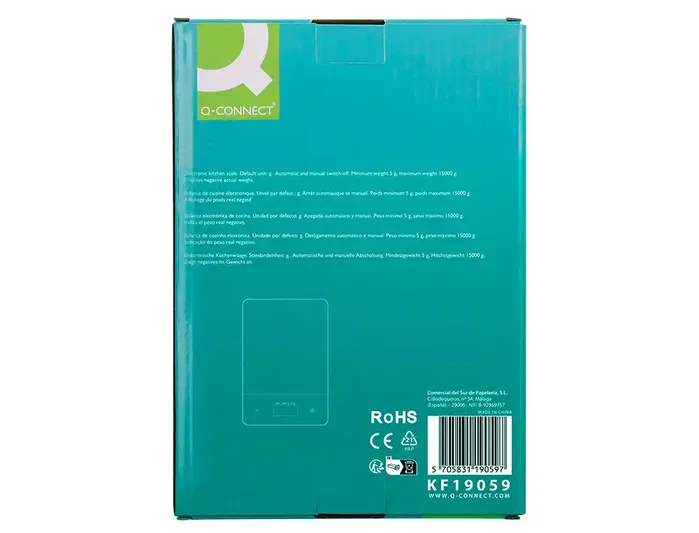 Q-connect Báscula de precisión digital con pantalla LCD KF19059, 5 g a 15 kg