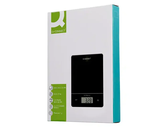Q-connect Báscula de precisión digital con pantalla LCD KF19059, 5 g a 15 kg