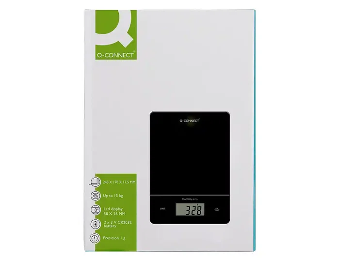 Q-connect Báscula de precisión digital con pantalla LCD KF19059, 5 g a 15 kg