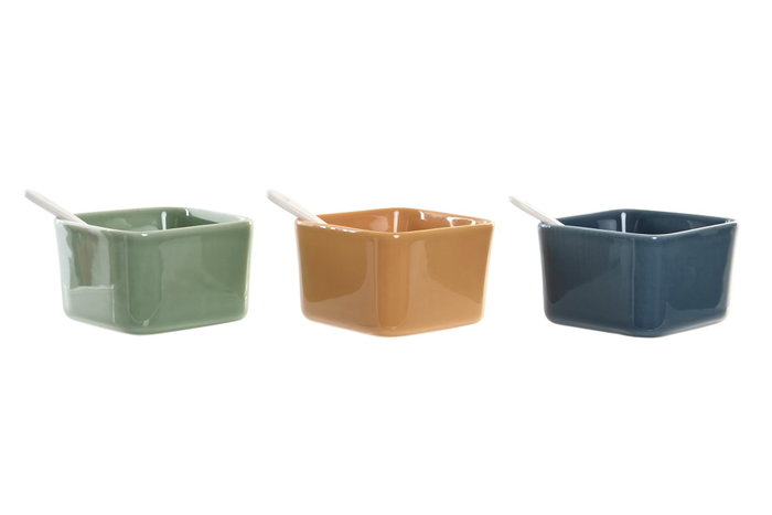 DKD Home Decor Set de 8 Bandejas para Aperitivos de Bambú y Porcelana Multicolor 30x30x6 cm DKD Home Decor Set de 8 Bandejas para Aperitivos de Bambú y Porcelana Multicolor 30x30x6 cm