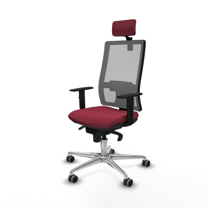 PIQUERAS Y CRESPO Silla de oficina Horna con mecanismo Sincro, Tela Granate y Malla Gris PIQUERAS Y CRESPO Silla de oficina Horna con mecanismo Sincro, Tela Granate y Malla Gris
