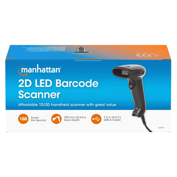 MANHATTAN Lector de códigos de barras 1D/2D LED USB Negro MANHATTAN Lector de códigos de barras 1D/2D LED USB Negro