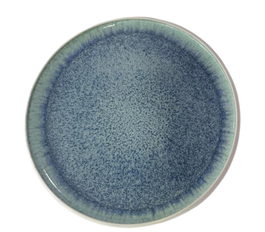 DKD Home Decor Juego de 4 Platos de Gres Esmaltado Azul Marino Jewel Blue 25