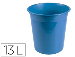 Liderpapel Papelera Plástico Celeste Opaco 13 Litros 275x285 mm