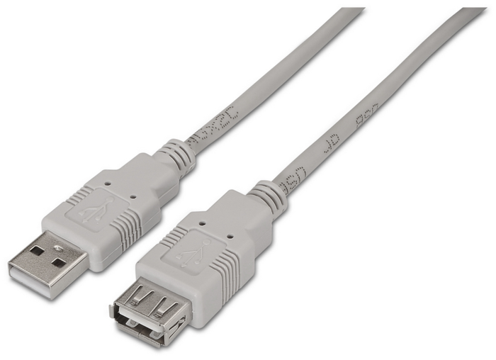 Aisens Cable de Extensión USB 2.0 Tipo A Macho a Tipo A Hembra, 3m, Beige