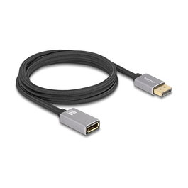 DeLOCK 81080 Cable de Extensión DisplayPort 8K 60Hz 2m, 1.4 HDR HBR3 DSC, Conectores Macho/Hembra Metálicos