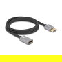 DeLOCK 81080 Cable de Extensión DisplayPort 8K 60Hz 2m, 1.4 HDR HBR3 DSC, Conectores Macho/Hembra Metálicos