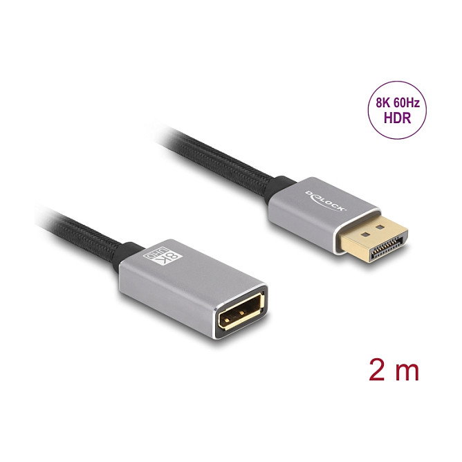 DeLOCK 81080 Cable de extensión DisplayPort 8K 60 Hz 2 m Gris DeLOCK 81080 Cable de extensión DisplayPort 8K 60 Hz 2 m Gris