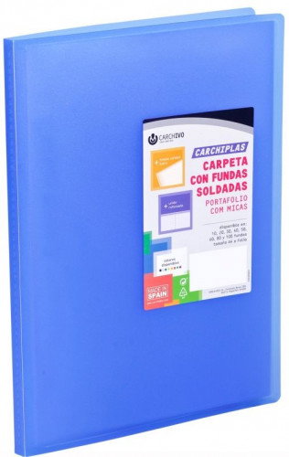 Carpeta Carchiplas-Book A4 Polipropileno 20 Fundas Soldadas Azul Carchivo 50302050 6 unidades