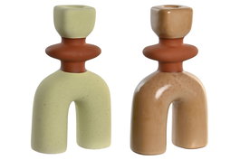 DKD Home Decor Portavela Beige Crema Terracota 4 x 17 x 10 cm (6 Unidades)