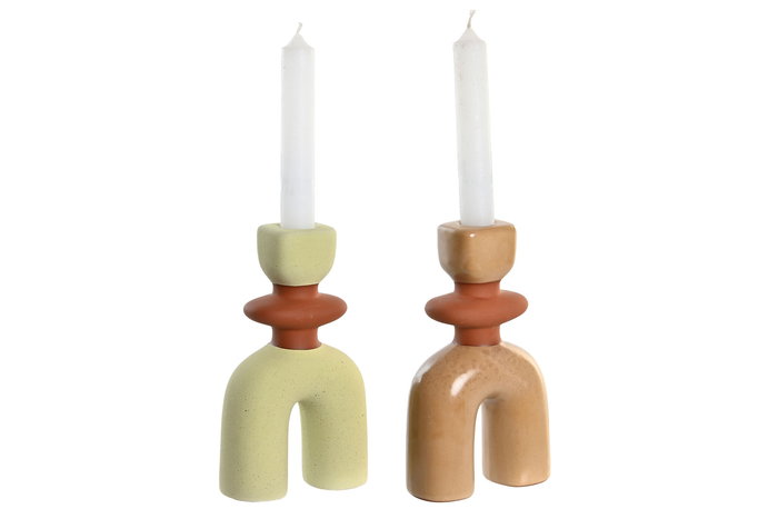 DKD Home Decor Portavela Beige Crema Terracota 4 x 17 x 10 cm (6 Unidades)