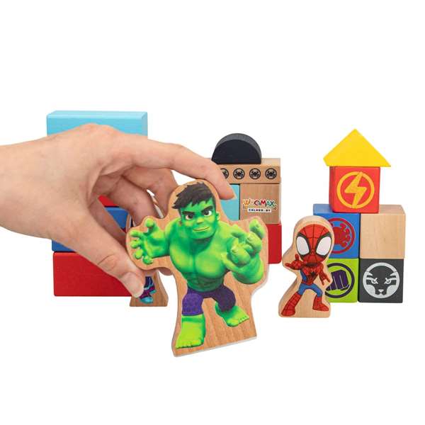 Color Baby Cubo Blocs de Madera Spidey Amazing Friends con 50 Piezas para Niños +18 Meses