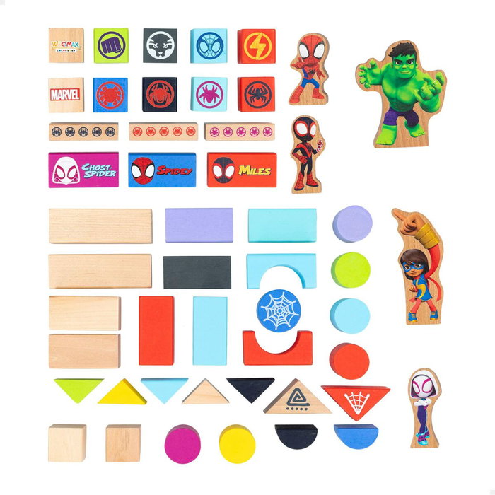 Color Baby Cubo Blocs de Madera Spidey Amazing Friends con 50 Piezas