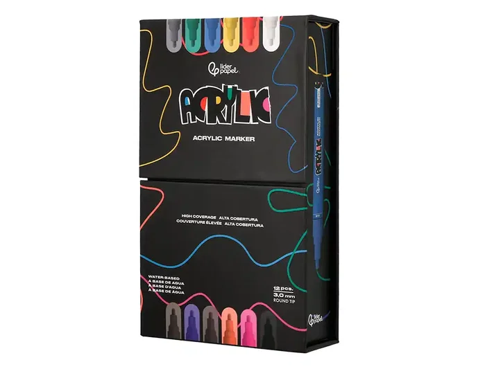 Liderpapel Rotuladores Acrylic Base Agua Colores Surtidos Punta 3 mm