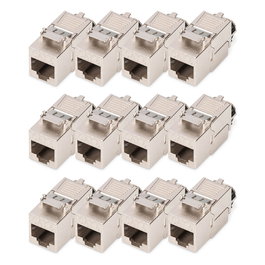 Digitus Kit de 12 Módulos Keystone CAT 8.1 Apantallados, Plata, para Cable Categoría 8/8.1, Conexión sin Herramientas, 2000 MHz, PoE