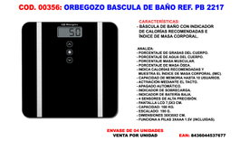 ORBEGOZO Báscula de baño Finstock PB 2217