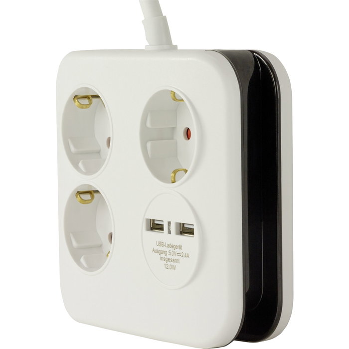 Rev PowerQuad 3-fold 2x USB Blanco Rev PowerQuad 3-fold 2x USB Blanco