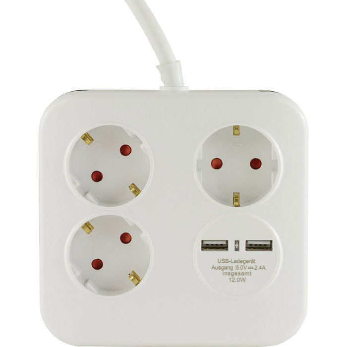 Rev PowerQuad 3-fold 2x USB Blanco Rev PowerQuad 3-fold 2x USB Blanco