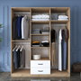 Hanah Home BA113 - 2337 Armario Dormitorio Nogal y Blanco 180x210x51.5 cm