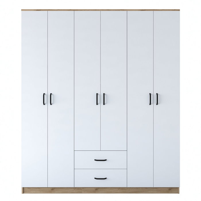 Hanah Home BA113 - 2337 Armario Dormitorio Nogal y Blanco 180x210x51.5 cm