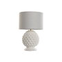 DKD Home Decor Lámpara de Sobremesa de Gres y Lino con Detalle de Piña, Blanco