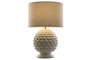 DKD Home Decor Lámpara de Sobremesa Estilo Romántico de Lino y Gres, Blanco, 38x58x38 cm, Bombilla E27