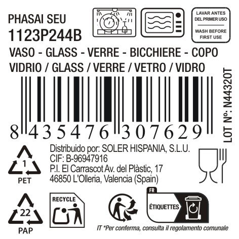 La Mediterranea Vaso Alto Phasai Seu 460 ml (24 Unidades) inevitable