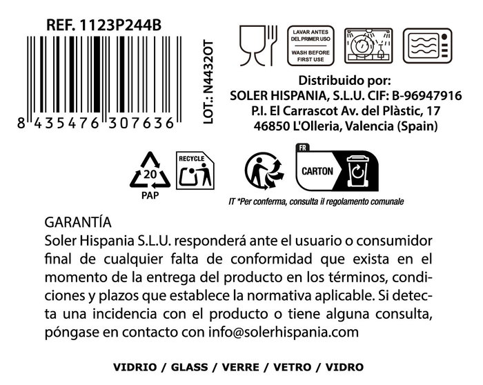 La Mediterranea Vaso Alto Phasai Seu 460 ml (24 Unidades) inevitable