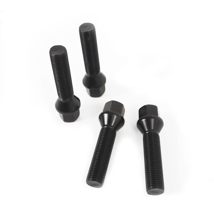 OMP Juego de 4 Tornillos M14x1.25 Cónico Largo 48 mm Llave 17 Negro DIN 10.9 - OMPS09881401