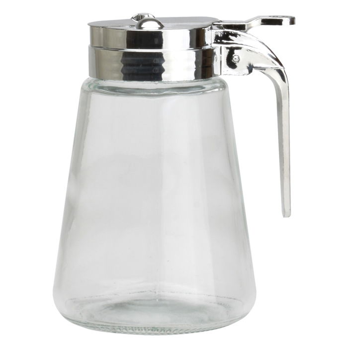 Lily Cook Dispensador de Miel 300 Ml Cristal Acero Plástico Vertido Una Mano Facilita Servicio 8x11,5 cm h.13 cm