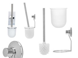 Berilo Soporte Escobillero Pared Acero Ventosa Blanco 10x36x10 cm (Set de 12)