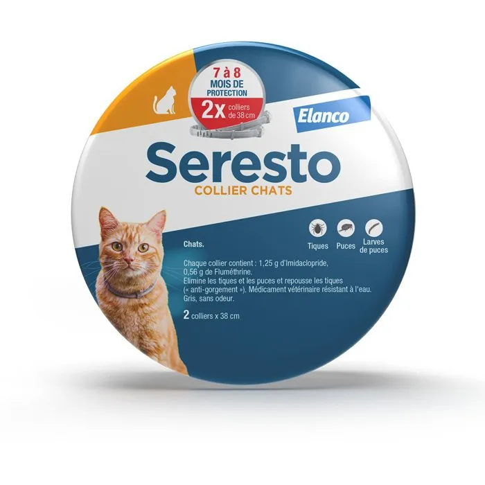 Seresto Collar Antiparasitario Gato X2, 7-8 meses protección contra pulgas y garrapatas, efectivo en gatitos desde 10 semanas
