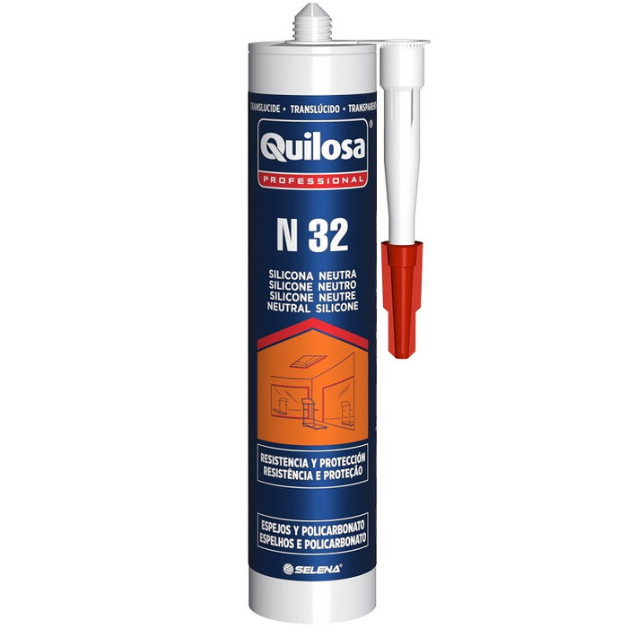 Quilosa N-32 Silicona Neutra Transparente para Espejos 300ml Quilosa N-32 Silicona Neutra Transparente para Espejos 300ml