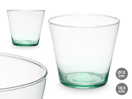 Giftdecor Jarron Vaso Conico Bajo Vidrio Reciclado Transparente 15 cm x 18.5 cm (Set de 4)