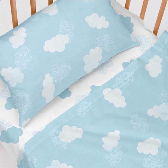 Juego de Sábanas HappyFriday Basic Kids Clouds Azul 2 Piezas