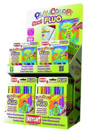 Tempera Instant Solida Playcolor Fluo Expositor De 144 (12 Estuches One 10Gr. De 6 Colores Y 12 Estuches Pocket 5Gr. De 6 Colores)