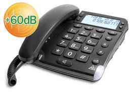 Doro Teléfono Fijo Amplificado para Personas Mayores, Doro Magna 4000 Negro - Volumen +60dB, Timbre Fuerte, Pantalla Grande, Botones Grandes, HAC