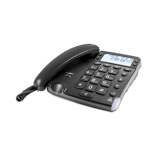 Doro Magna 4000 Teléfono Analógico con Altavoz, Identificador de Llamadas, Agenda de 50 Contactos, Pantalla LCD Iluminada y Soporte Pared/Escritorio - Negro