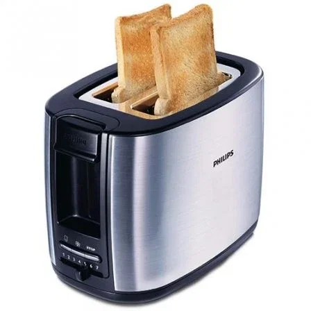 TOSTADOR DE PAN PHILIPS HD2628 BLACK AND METAL - 950W - 7 POSICIONES TOSTADO - 2 RANURAS ANCHAS - FUNCIÓN DESCONGELACIÓN