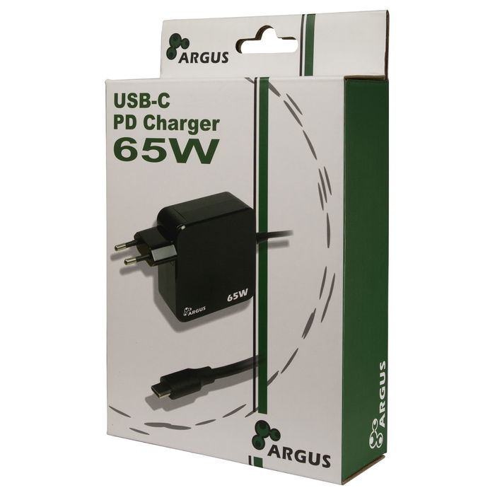 Inter-Tech Cargador USB-C 65W PD-2065 Negro - Carga Rápida 65W
