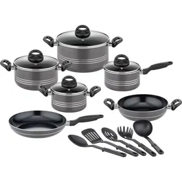 GSW GSW4005643158817 Batería de Cocina MILANO GREY 15 Piezas Aluminio Macizo Inducción Gris